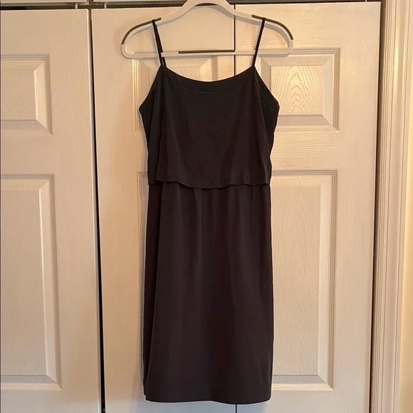Madewell Black Sheath Midi Dress Spaghetti Strap - Picture 2 of 12